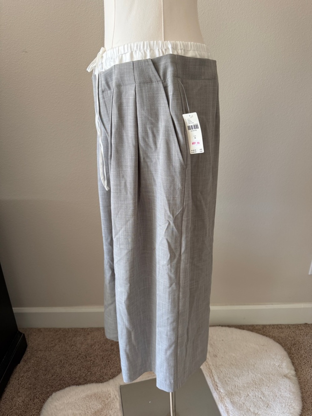 Anthropologie Gray Wide-Leg Drawstring Trousers - Picture 5 of 7